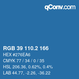 カラーコード: RGB 39 110.2 166 | qconv.com