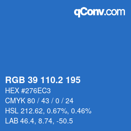 カラーコード: RGB 39 110.2 195 | qconv.com