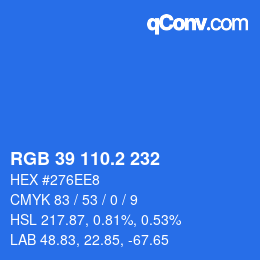 Color code: RGB 39 110.2 232 | qconv.com