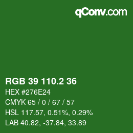 カラーコード: RGB 39 110.2 36 | qconv.com