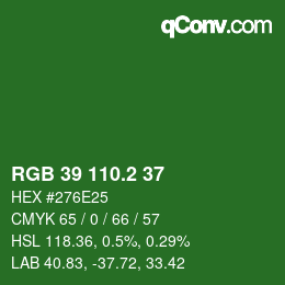 カラーコード: RGB 39 110.2 37 | qconv.com