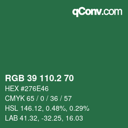 カラーコード: RGB 39 110.2 70 | qconv.com