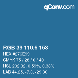 カラーコード: RGB 39 110.6 153 | qconv.com