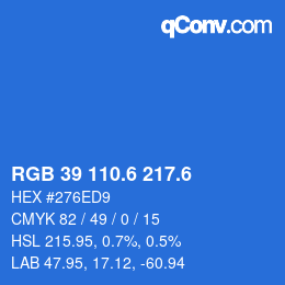 カラーコード: RGB 39 110.6 217.6 | qconv.com