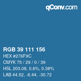 颜色代码: RGB 39 111 156 | qconv.com
