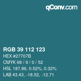 Color code: RGB 39 112 123 | qconv.com