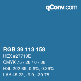 Color code: RGB 39 113 158 | qconv.com