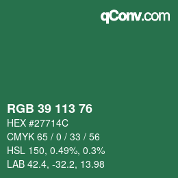 Color code: RGB 39 113 76 | qconv.com