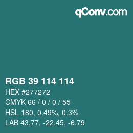 Color code: RGB 39 114 114 | qconv.com