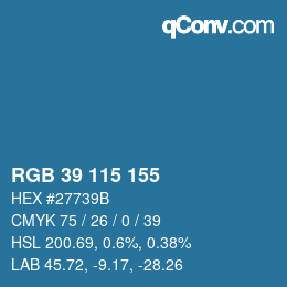 Color code: RGB 39 115 155 | qconv.com