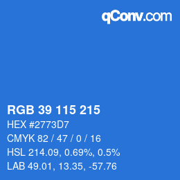 Color code: RGB 39 115 215 | qconv.com