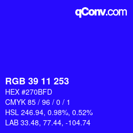 カラーコード: RGB 39 11 253 | qconv.com