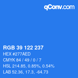 Color code: RGB 39 122 237 | qconv.com