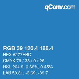 カラーコード: RGB 39 126.4 188.4 | qconv.com