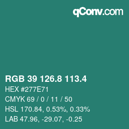 カラーコード: RGB 39 126.8 113.4 | qconv.com