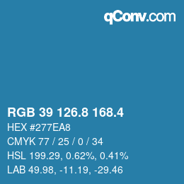 カラーコード: RGB 39 126.8 168.4 | qconv.com