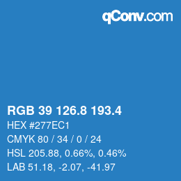 カラーコード: RGB 39 126.8 193.4 | qconv.com