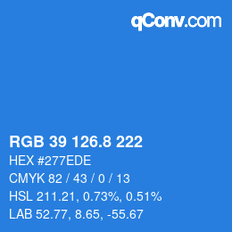 Color code: RGB 39 126.8 222 | qconv.com