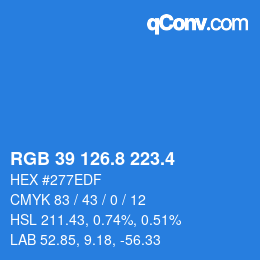 カラーコード: RGB 39 126.8 223.4 | qconv.com