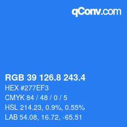 カラーコード: RGB 39 126.8 243.4 | qconv.com