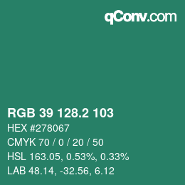 カラーコード: RGB 39 128.2 103 | qconv.com