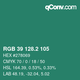 カラーコード: RGB 39 128.2 105 | qconv.com
