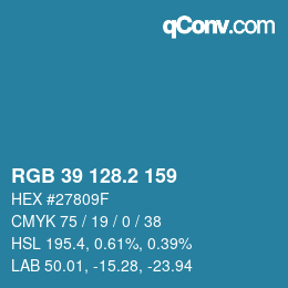 カラーコード: RGB 39 128.2 159 | qconv.com