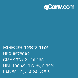 カラーコード: RGB 39 128.2 162 | qconv.com