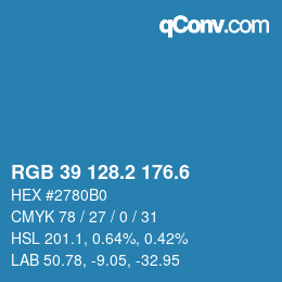 カラーコード: RGB 39 128.2 176.6 | qconv.com