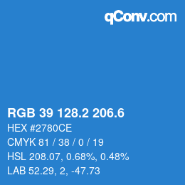 カラーコード: RGB 39 128.2 206.6 | qconv.com
