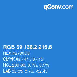 カラーコード: RGB 39 128.2 216.6 | qconv.com