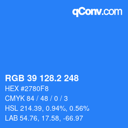 カラーコード: RGB 39 128.2 248 | qconv.com