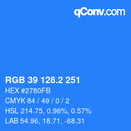 カラーコード: RGB 39 128.2 251 | qconv.com