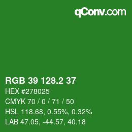 カラーコード: RGB 39 128.2 37 | qconv.com