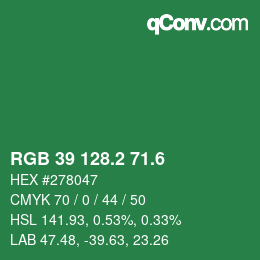 カラーコード: RGB 39 128.2 71.6 | qconv.com