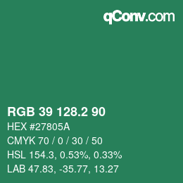 カラーコード: RGB 39 128.2 90 | qconv.com