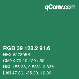 カラーコード: RGB 39 128.2 91.6 | qconv.com