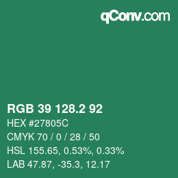 カラーコード: RGB 39 128.2 92 | qconv.com