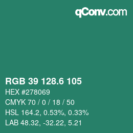 カラーコード: RGB 39 128.6 105 | qconv.com