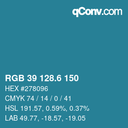 カラーコード: RGB 39 128.6 150 | qconv.com
