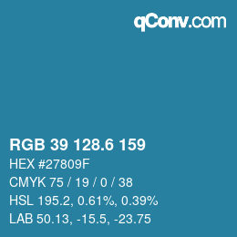 カラーコード: RGB 39 128.6 159 | qconv.com