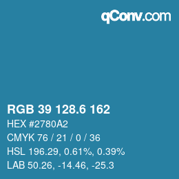 カラーコード: RGB 39 128.6 162 | qconv.com