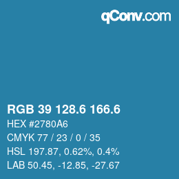 カラーコード: RGB 39 128.6 166.6 | qconv.com