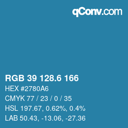カラーコード: RGB 39 128.6 166 | qconv.com