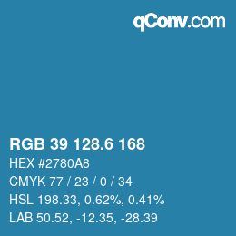 カラーコード: RGB 39 128.6 168 | qconv.com