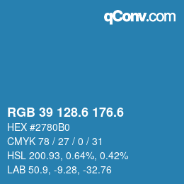 カラーコード: RGB 39 128.6 176.6 | qconv.com