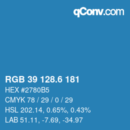 カラーコード: RGB 39 128.6 181 | qconv.com