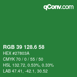 カラーコード: RGB 39 128.6 58 | qconv.com