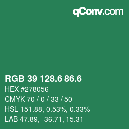 カラーコード: RGB 39 128.6 86.6 | qconv.com