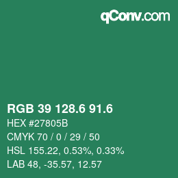 カラーコード: RGB 39 128.6 91.6 | qconv.com